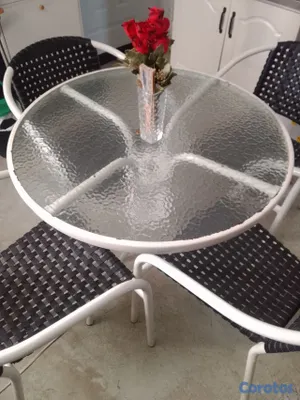 muebles y colchones - mesa de cristal 4 sillas  3