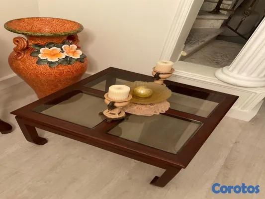 muebles y colchones - Mesa y centro de mesa en caoba  2