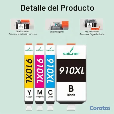 impresoras y scanners - 🔥 PACK DE 4 CARTUCHOS DE TINTA HP 910XL SAILNER Compatible con OfficeJet Pro 🖨 4