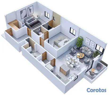 apartamentos - Nuevo y Moderno Apartamento 2 Habitaciones y Area Social cerca Ave. Los Próceres 4