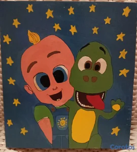Cuadrito de Dormitorio de Johnny y su amigo Dinosa