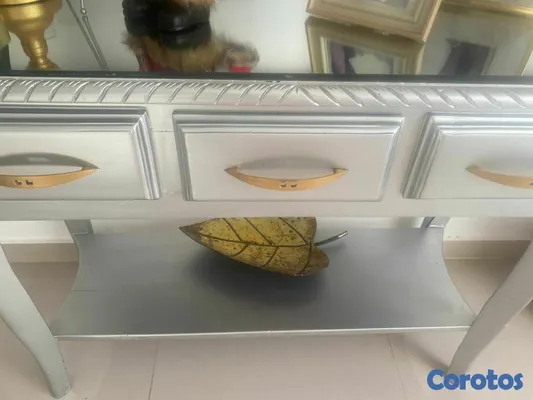 decoración y accesorios - Vendo repisa moderna en caoba pura pintada de gris 5