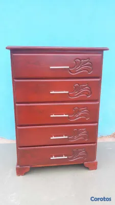 muebles y colchones - Biuro de cinco gavetas en madera color caoba 🟤  3