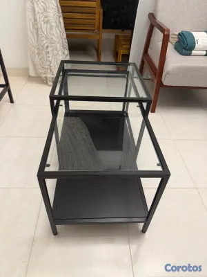 muebles y colchones - Repisa y mesa de centro de hierro con tope de cristal. Ambas como nuevas.  6