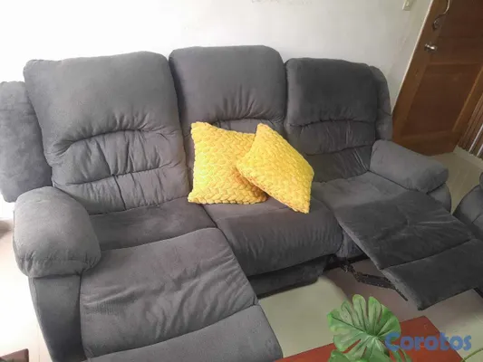 muebles y colchones - Juego de sala reclinable de tela microfibra 3