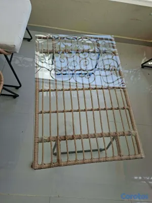herramientas, jardines y exterior - MESA DE EXTERIOR EN MIMBRE SINTETICO+CRISTAL 2