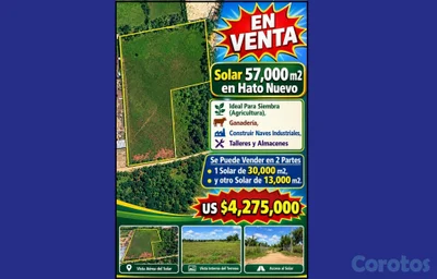 SOLAR EN VENTA - HATO NUEVO - 57,000 m2 - IDEAL PA
