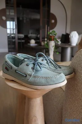 zapatos para mujer - Zapatos náuticos verde agua con cordones y suela b 2