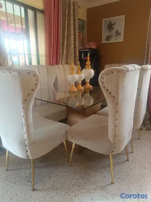 muebles y colchones - vendo juego de comedor de seis sillas con tope de cristal. 2