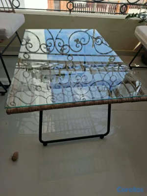 herramientas, jardines y exterior - MESA DE EXTERIOR EN MIMBRE SINTETICO+CRISTAL 3