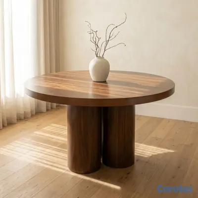 decoración y accesorios - Mesa comedor redonda madera maciza 6 puestos 149cm 12