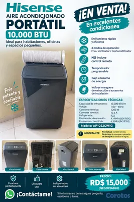 aires acondicionados y abanicos - Aire Acondicionado Portátil Hisense.  9