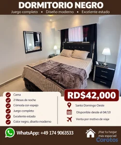 Juego de Dormitorio Negro Completo Moderno