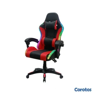 Silla gaming respaldo alto reclinable RGB, enciende luces