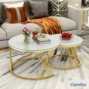 Mesa de centro redonda de 2 pares para muebles 
