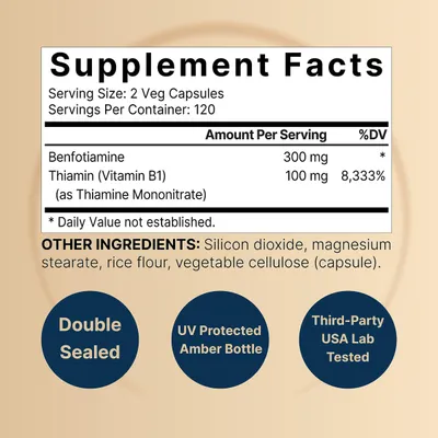 Salud y Equipamiento Médico - Benfotiamina 300 Mg Con Tiamina 100 Mg Naturebell 3