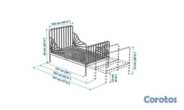 muebles y colchones - Cama Ikea Minnen blanca extensible para niños, bue 2