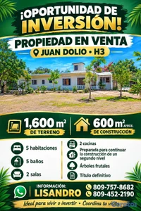 🏡🔥 ¡OPORTUNIDAD ÚNICA EN JUAN DOLIO H3! CASA EN VENTA CON AMPLIO TERRENO Y Tít