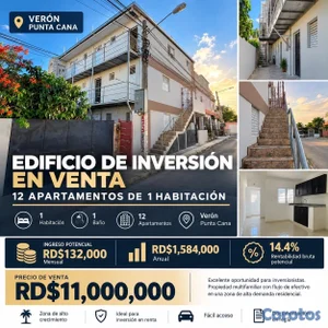Edificio de 12 Apartamentos en Venta en Verón, Punta Cana