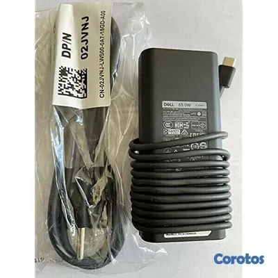 computadoras y laptops - CARGADOR FUENTE PARA LAPTOP DELL 65 WATT TYPE-C, 1 METER POWER CORD,  2