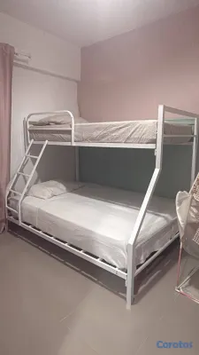 muebles y colchones - Camarote de hierro, full abajo y tween arriba 3