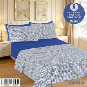 Juego de sabanas estampadas de 6 piezas Queen y Ki