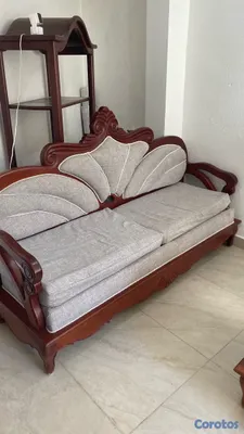 muebles y colchones - Juego de sala completo en Caoba Sólida 5 piezas  3