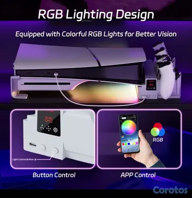 consolas y videojuegos - base horizontal de refrigeración y carga de mandos PS5 Slim y Pro 5