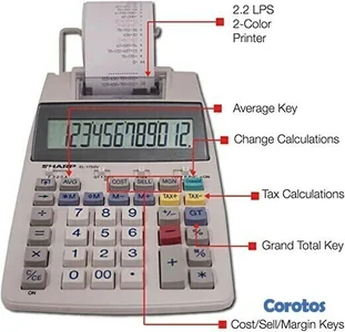 MAQUINA SUMADORA SHARP EL-1750, 12 DGTOS,CON PAPEL