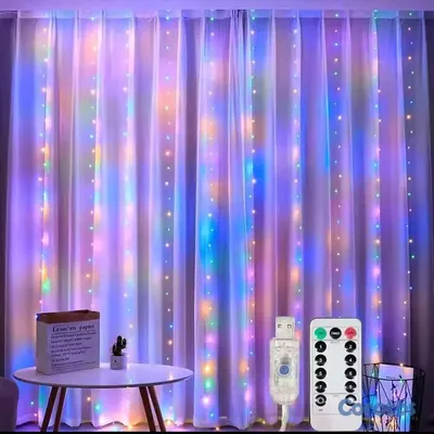 decoración y accesorios - Cortina LED 3/6 M, 8 modos de luces con control remoto. Decoración de navidad  9
