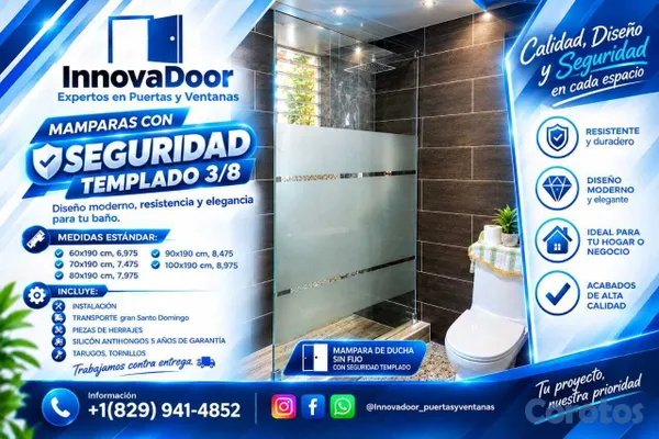 decoración y accesorios - MAMPARAS DE BAÑO CON SEGURIDAD TEMPLADA GROSOR 3/8 OFERTA! 11
