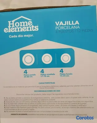 cocina - Vajilla de porcelana blanca, 12 piezas, delicado ribete dorado 4
