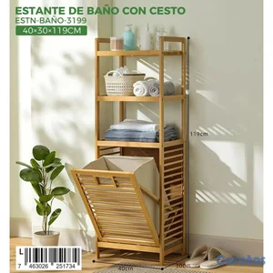 Estante de bano con cesto abatible