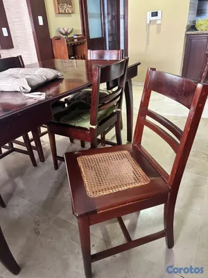 muebles y colchones - Juego de comedor de caoba centenaria con 6 sillas 3