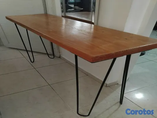 decoración y accesorios - Repisa de madera con patas de hierro.
 5