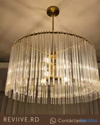 decoración y accesorios - Lampara colgante cristales dorada 24 pulgadas