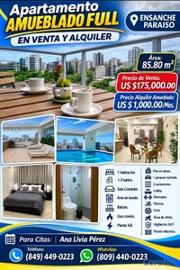 Apartamento AMUEBLADO FULL en ALQUILER y VENTA 