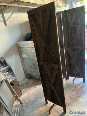 decoración y accesorios - Divisor de habitación de 4 paneles, pantalla de diseño en X de madera  4
