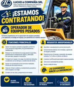Operador de Equipos Pesados - Mantacargas - Gruas 
