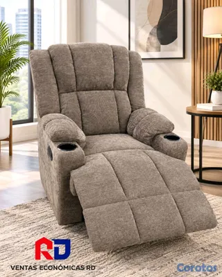 muebles y colchones - Sillón Reclinable Con Portavasos - Nuevo / Comodidad Garantizada 2