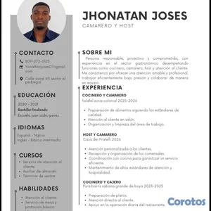 busco trabajo como camarero.
