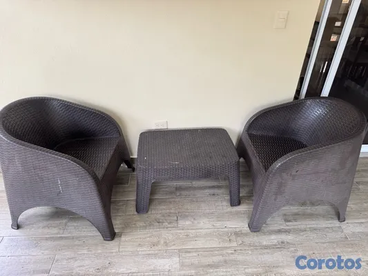 muebles y colchones - juego de terreza 2 asiento más mesa de centro, 
y butaca moderna para tu sala  3