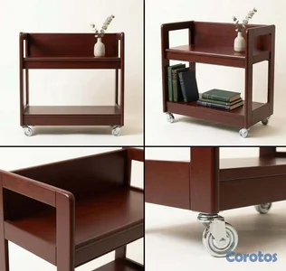 🪵 Carrito Auxiliar de Caoba Sólida (Para Restaurar