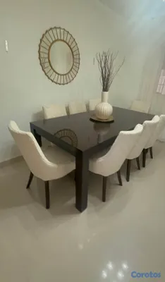 muebles y colchones - set comedor de 8 sillas, incluye tope de cristal y protector de sillas.  5
