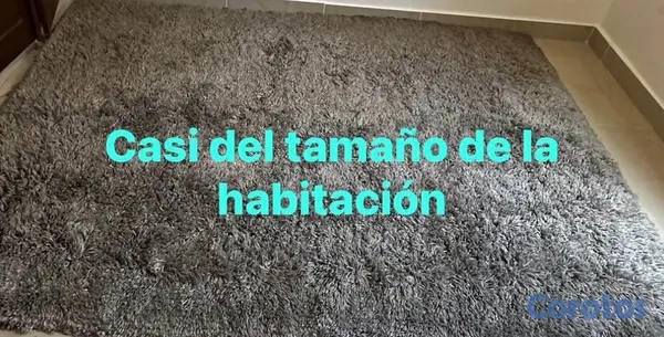 decoración y accesorios - POR MUDANZA VENDO HERMOSA ALFOMBRA GRANDE PELO LARGO COLOR GRIS 88x64” 3