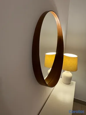muebles y colchones - Espejo redondo IKEA STOCKHOLM, chapa de nogal, 80  2