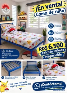 CAMA PARA NIÑOS CON SU COLCHON INCLUIDO. 