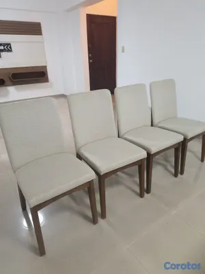 muebles y colchones - Mesa de comedor de 4 sillas con tope de cristal 5