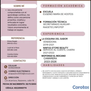 Busco en empleo de servicio al cliente.