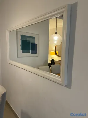decoración y accesorios - Espejo grande IKEA TOFTBYN blanco, 75 x 165 cm 3